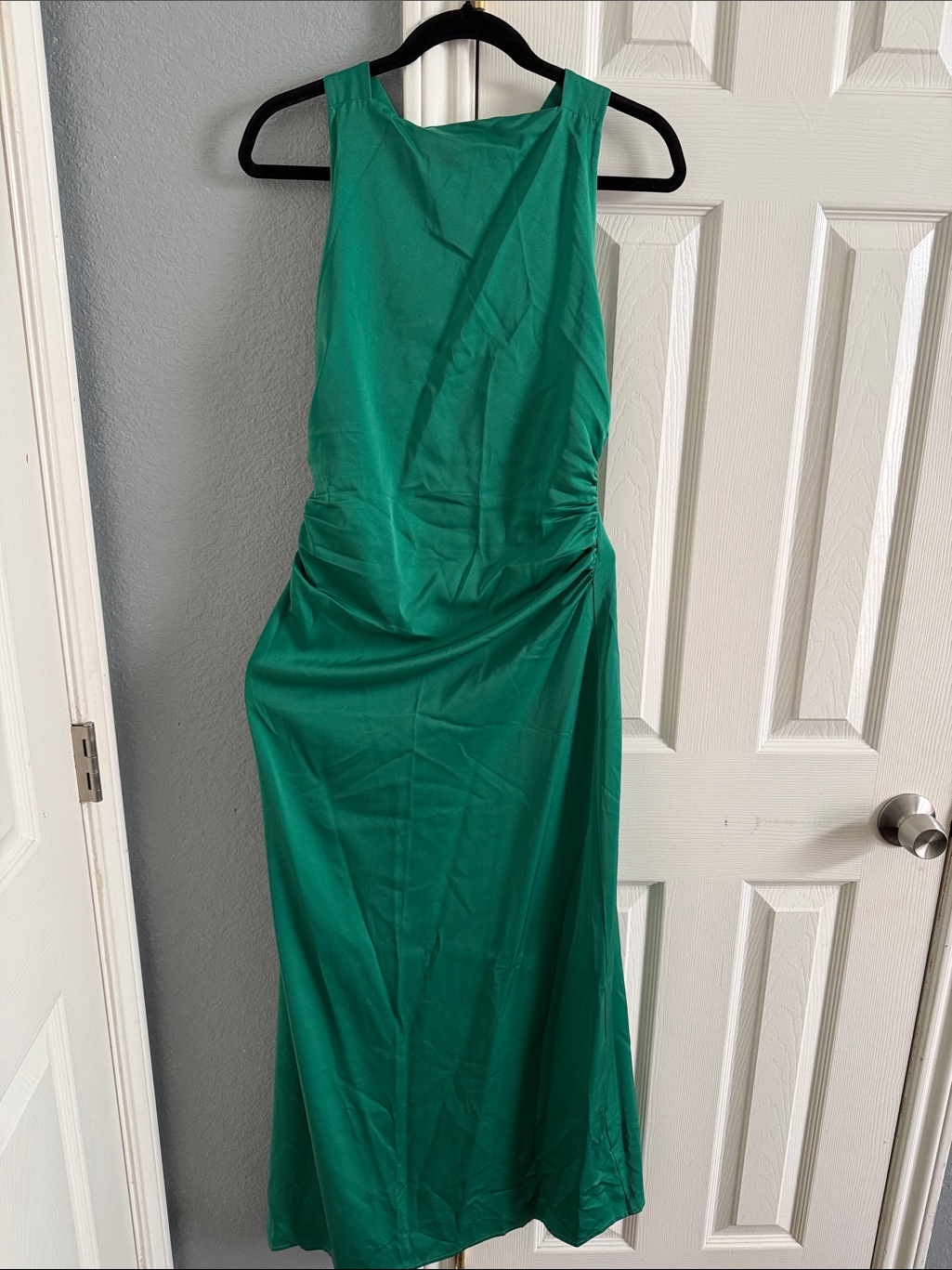 Commense Emerald Green Sleeveless Ruched Maxi Dress